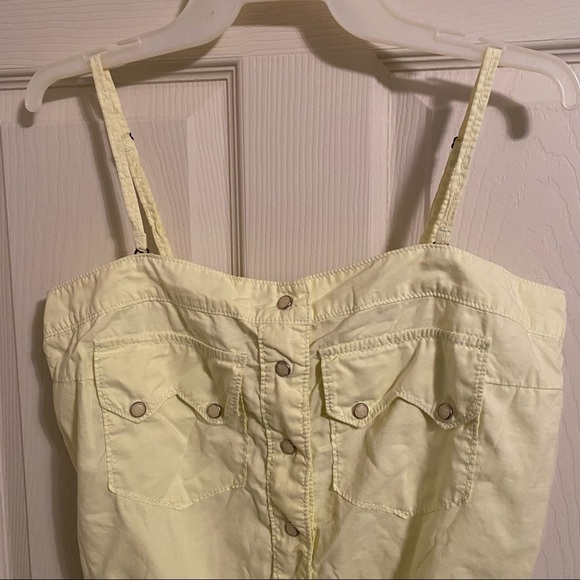 True Religion spaghetti string or strapless pale yellow blouse. Size M. - Picture 2 of 7